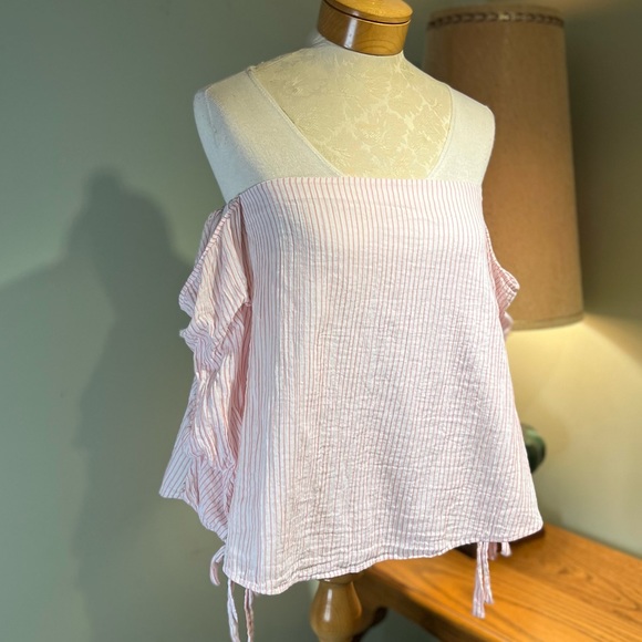 Club Monaco Off The Shoulder Pink Stripe Top - Picture 2 of 10